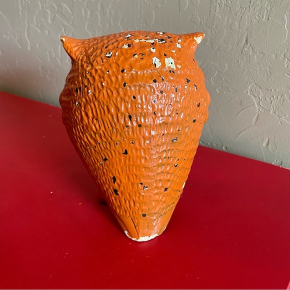 Vintage Freeman McFarlin of California Owl Orange Chippy Figurine 7" MCM Pottery - Picture 2 of 6